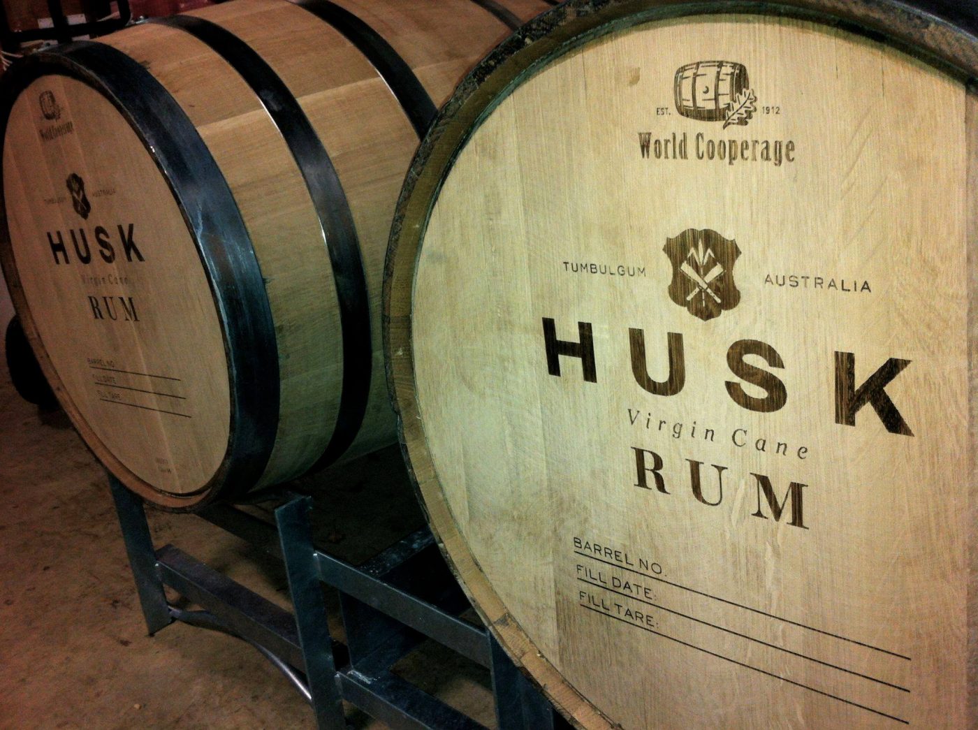 Bars in Byron bay: rum barrels at Husk Distillers