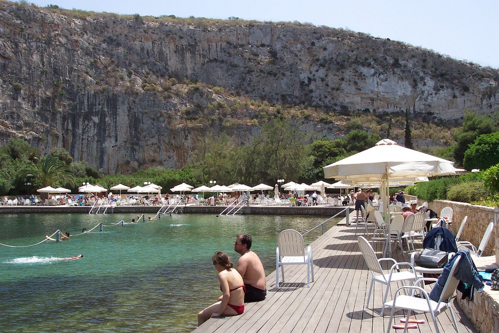 The boardwalk at Lake Vouliagmenis, Greece
