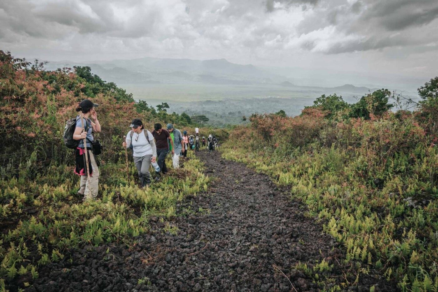 Hiking along the Nyiragongo Volcanos