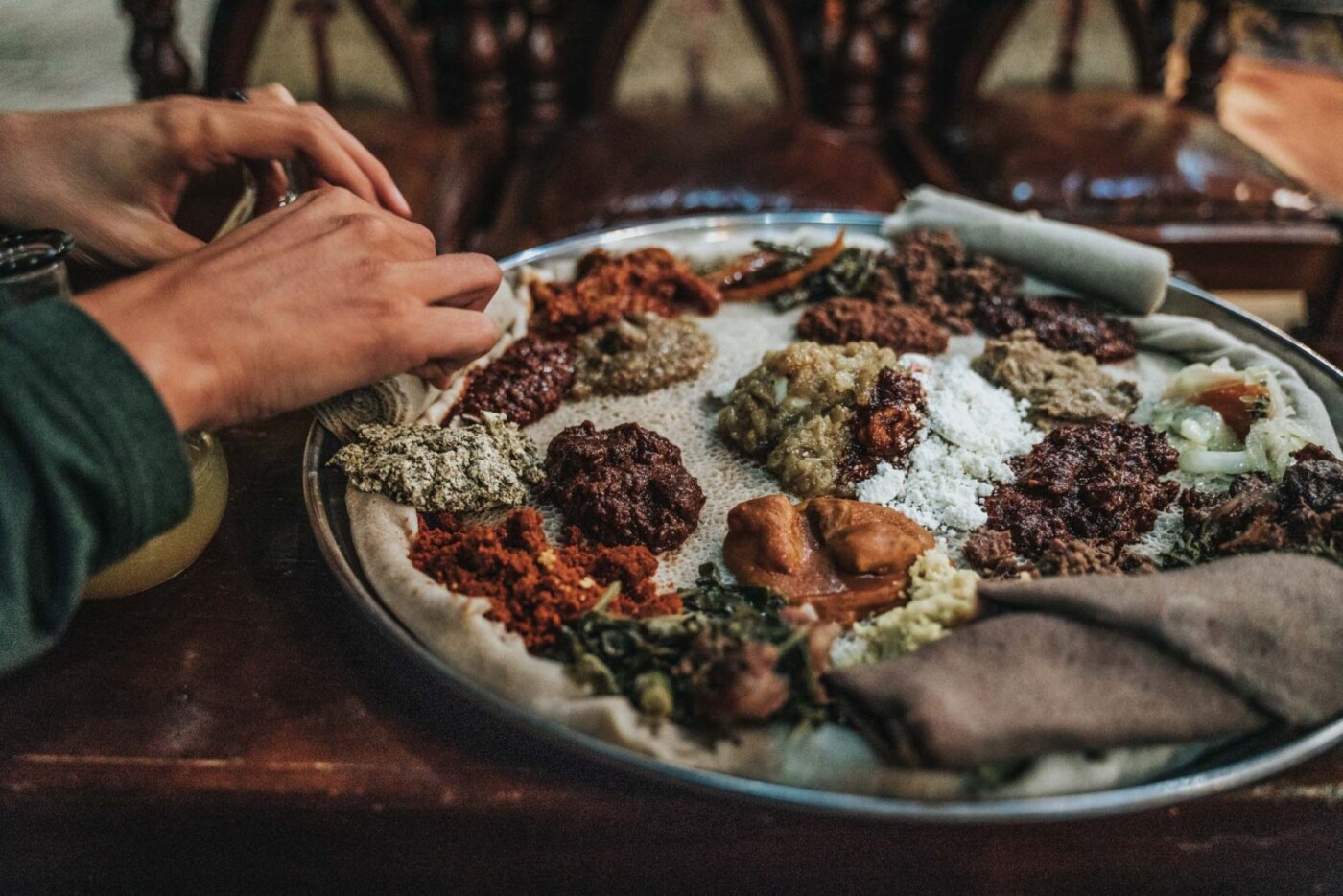 Vegetarian Beyaynetu (Ethiopian combination platter)