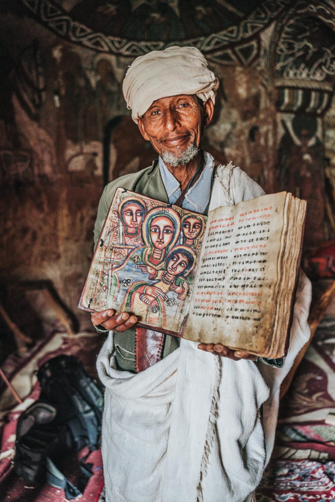 Priest inside Abuna Yemata Guh Church, Gheralta, Tigray Region