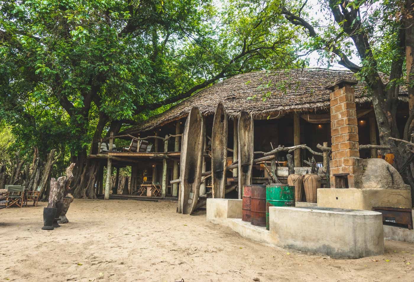 Common area and outdoor dining at &Beyond Lake Manyara Tree Lodge