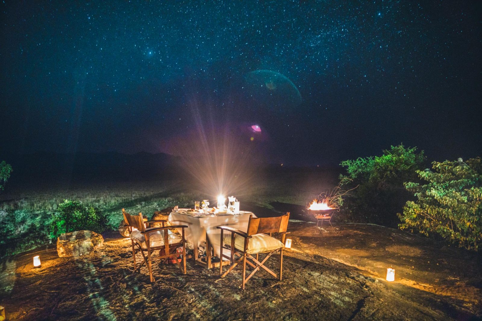 Dinner under the stars at the Apoka Lodge in Kidepo National Park in Northern Uganda