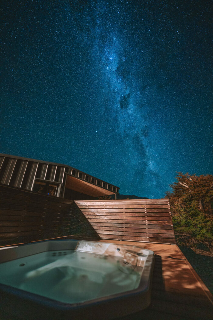 Romantic view of the Milky Way while in one of the open-air jacuzzis