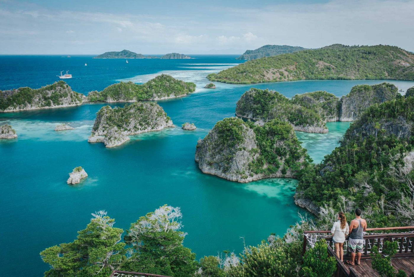 Overlooking the islands of Raja Ampat, Indonesia, off the grid vacation