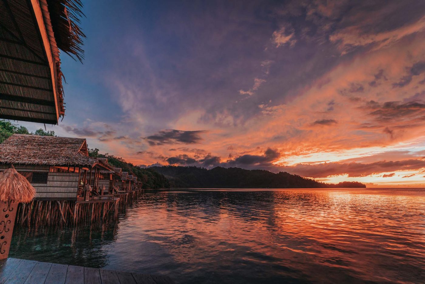 Beautiful sunset at Papua Paradise Eco Resort, raja Ampat