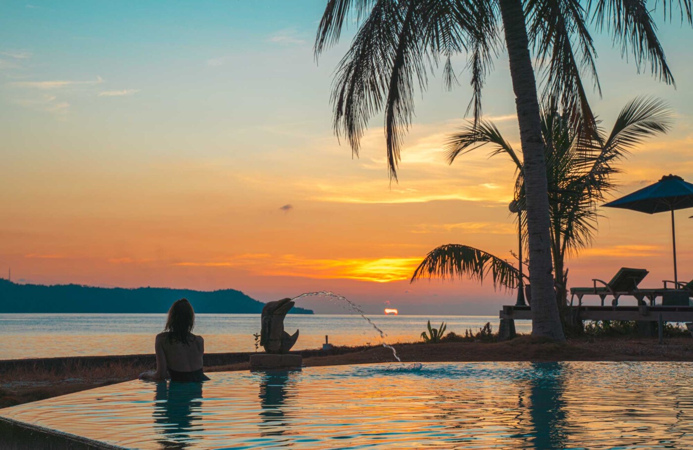 Sunset by the pool