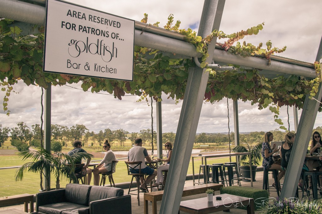 Outdoor seating at the Goldfish in Tempus Two Complex, Hunter Valley