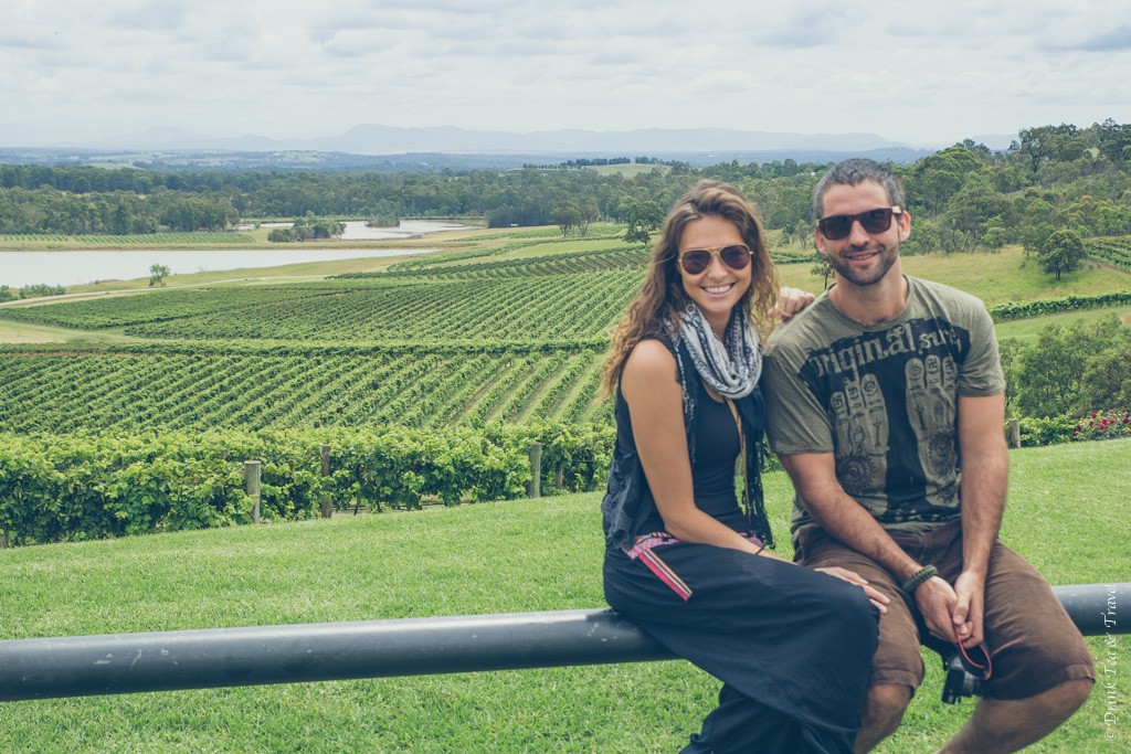 Trip to Australia Cost: Max and Oksana at the Audrey Wilkinson winery. Hunter Valley. NSW. Australia