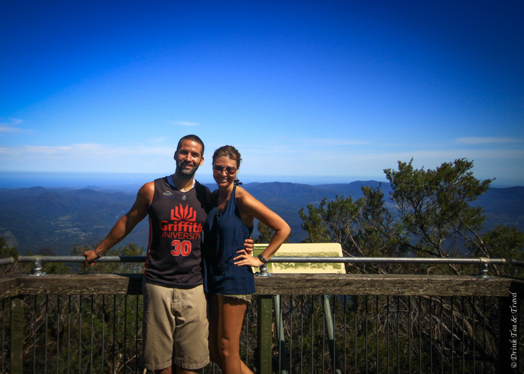 Max and I at the top of Mt Warning after a strenuous 2 hour hike. Mt Warning, Queensland, Australia