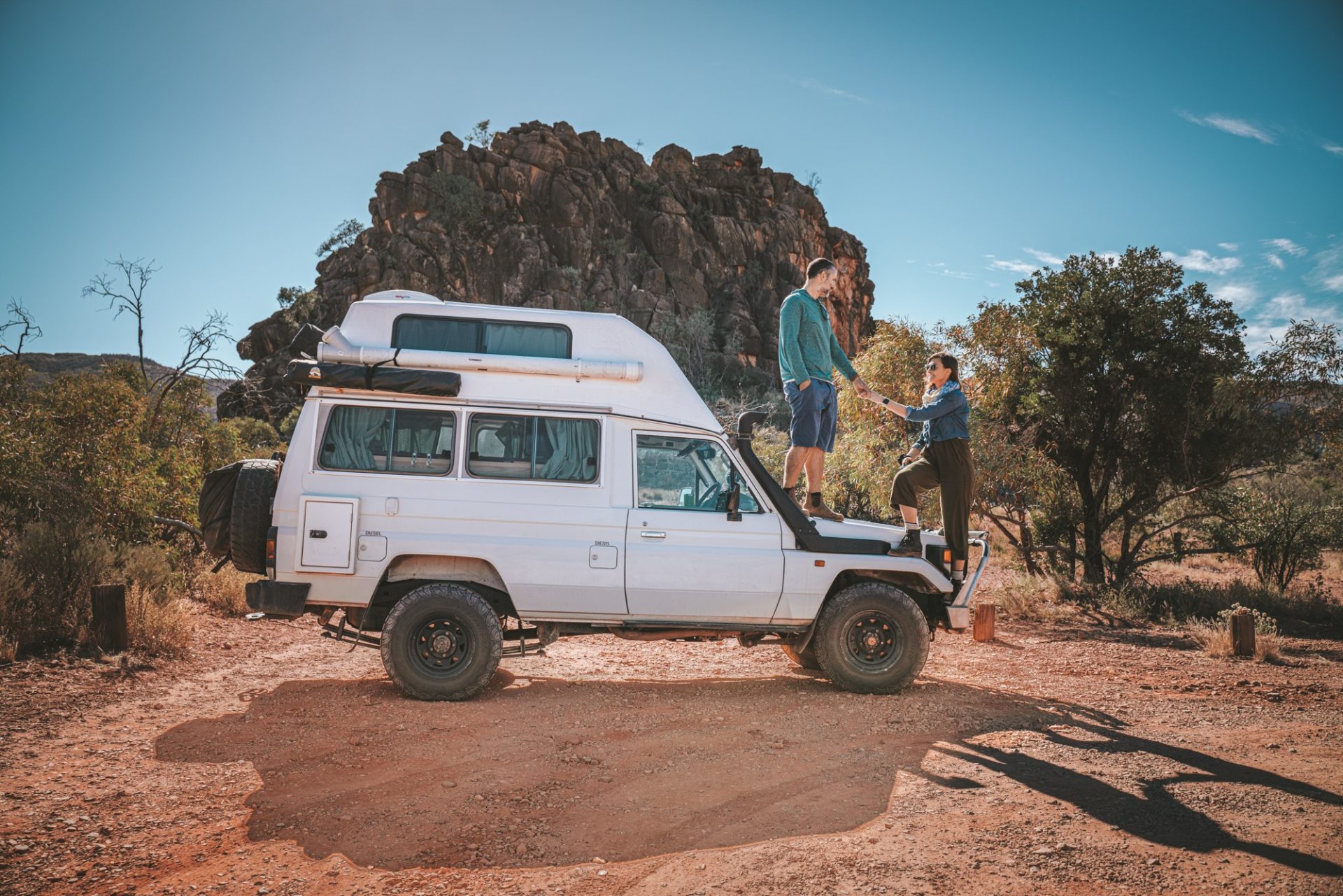 Oksana, Max and Troopy the campervan.