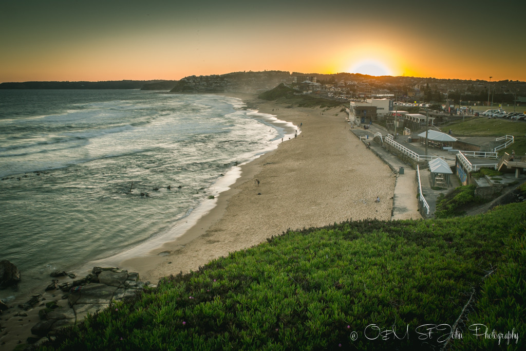 That magical moment when the sun hits the horizon. Bar Beach, Newcastle. Australia