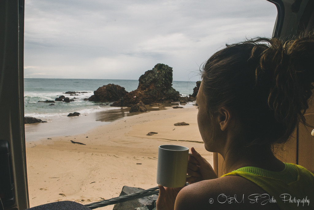 Morning tea with spectacular views of Flynn's Beach, Port Macquarie, NSW