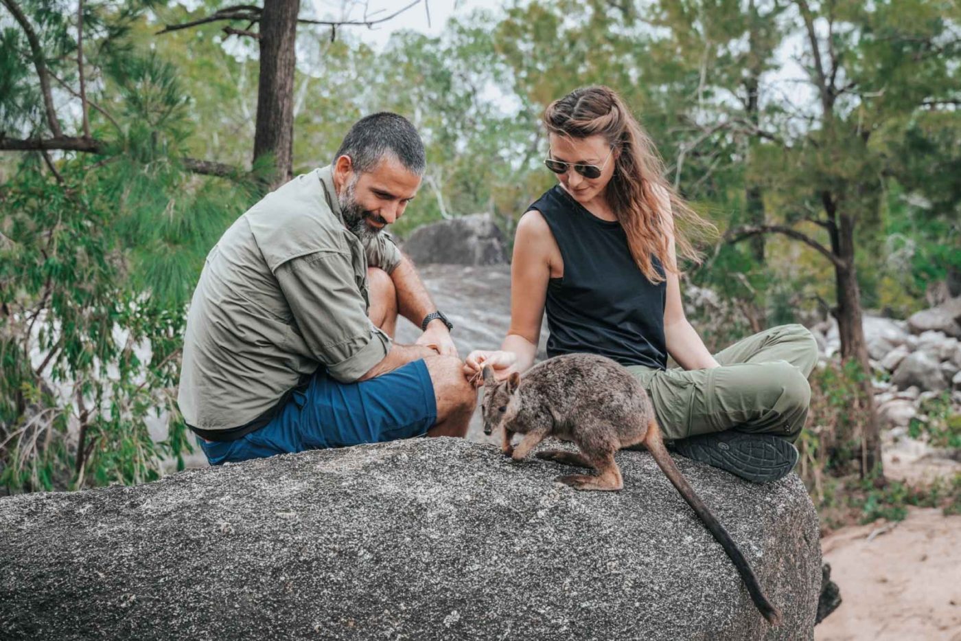 Oksana with a wallaby in Cairns