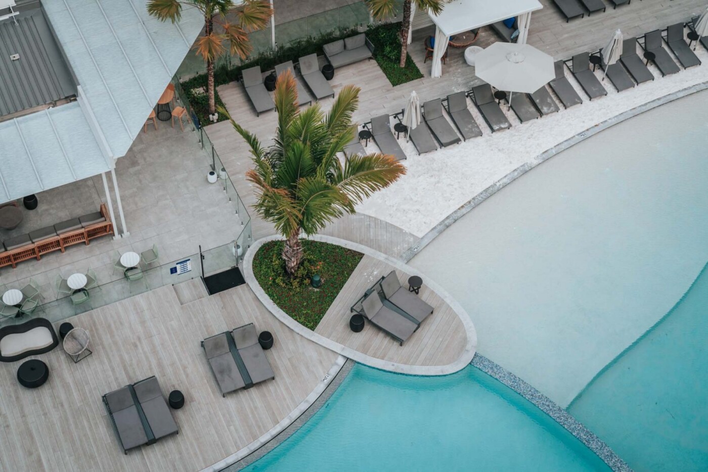 Overlooking the pool at Riley eco-hotel in Cairns