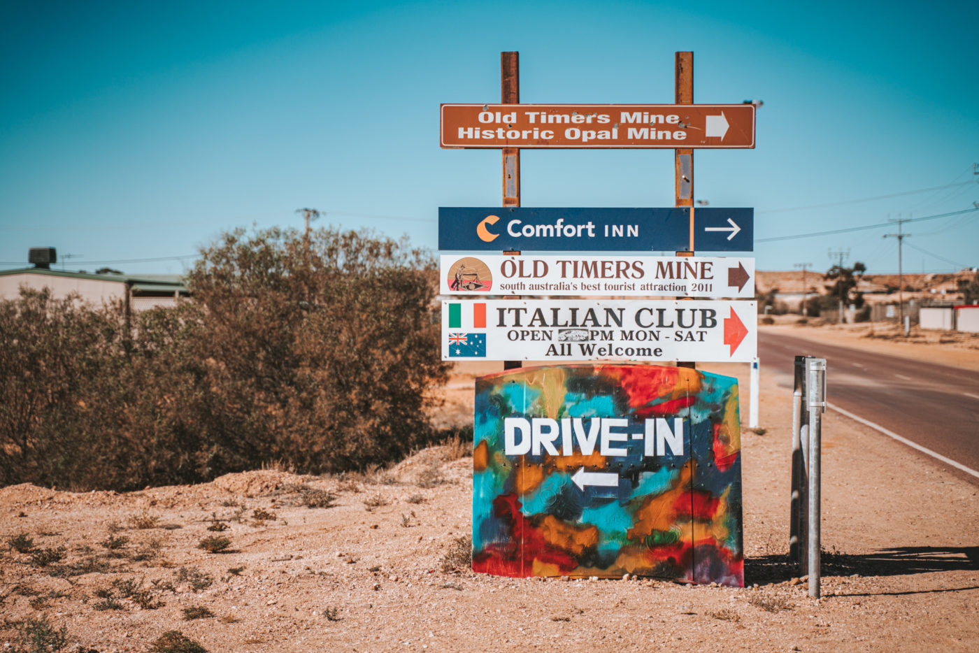 The Coober Pedy drive-in theatre sign