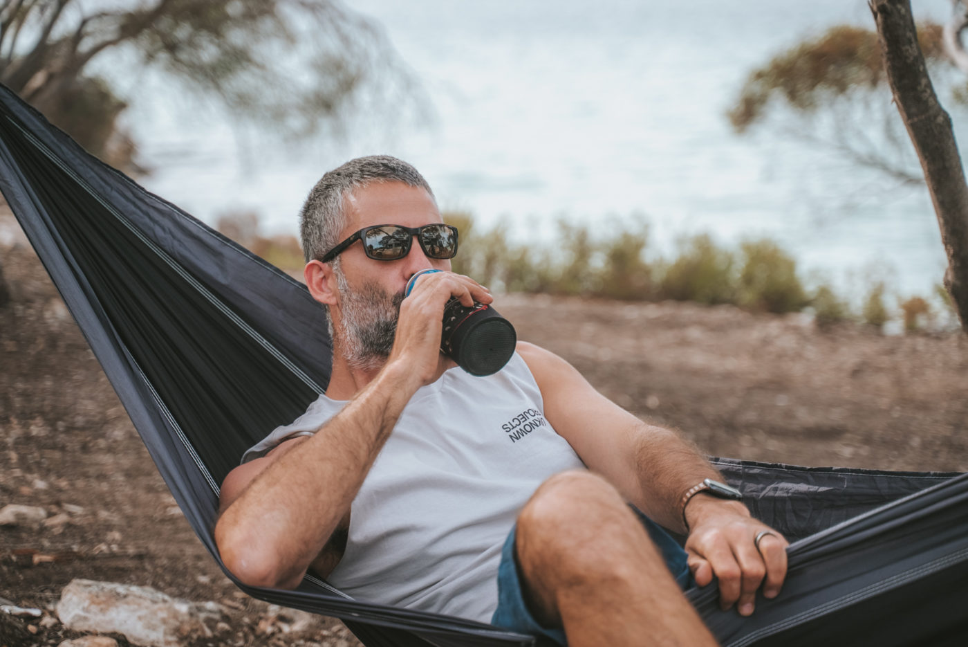 Max relaxing on a hammock at the Black Springs Campground