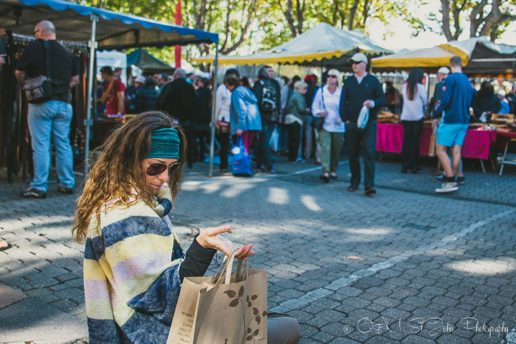 best places to visit in tasmania: All shopped out! Salamanca Market in Hobart.