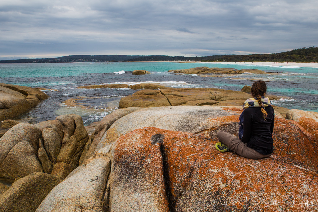 On the lichen kissed rocks in Bay of Fires.