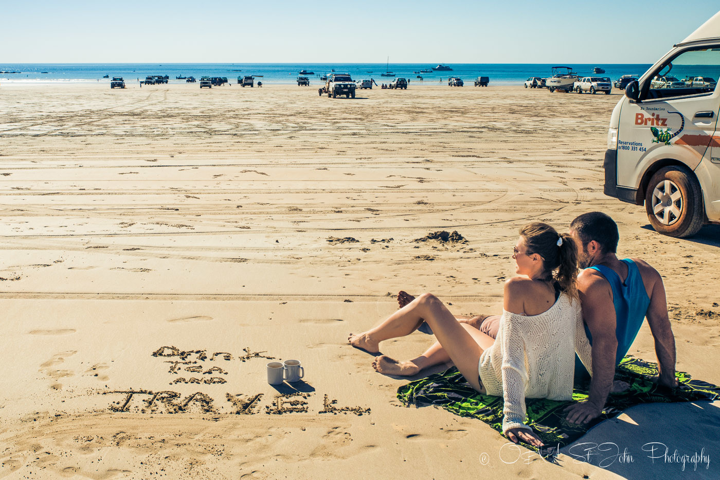 Max & Oksana tea lovers on the beach in Western Australia