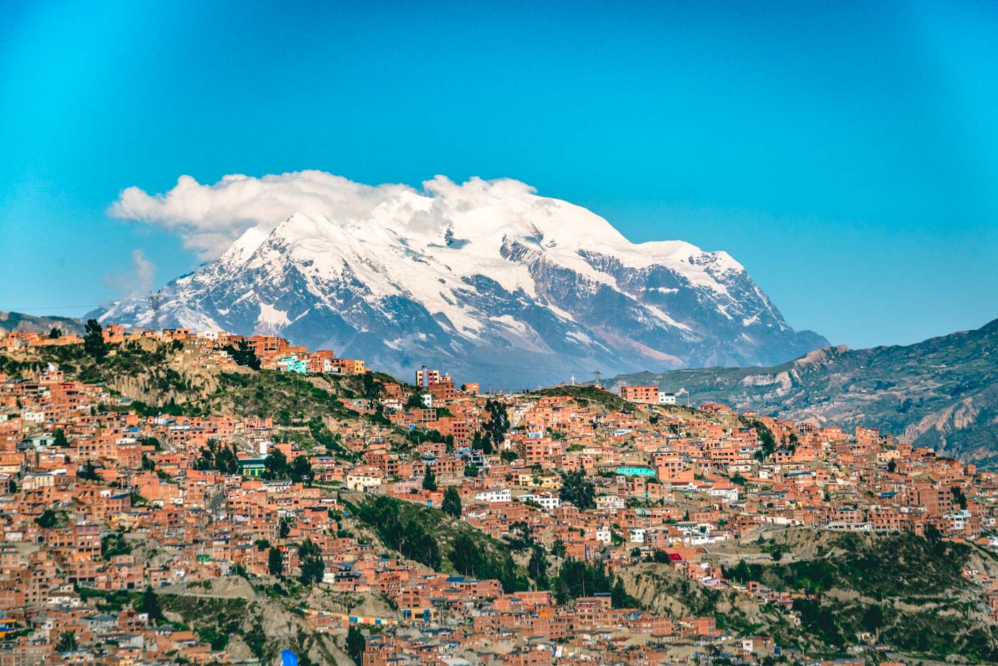 La Paz, Bolivia, with a mountain view