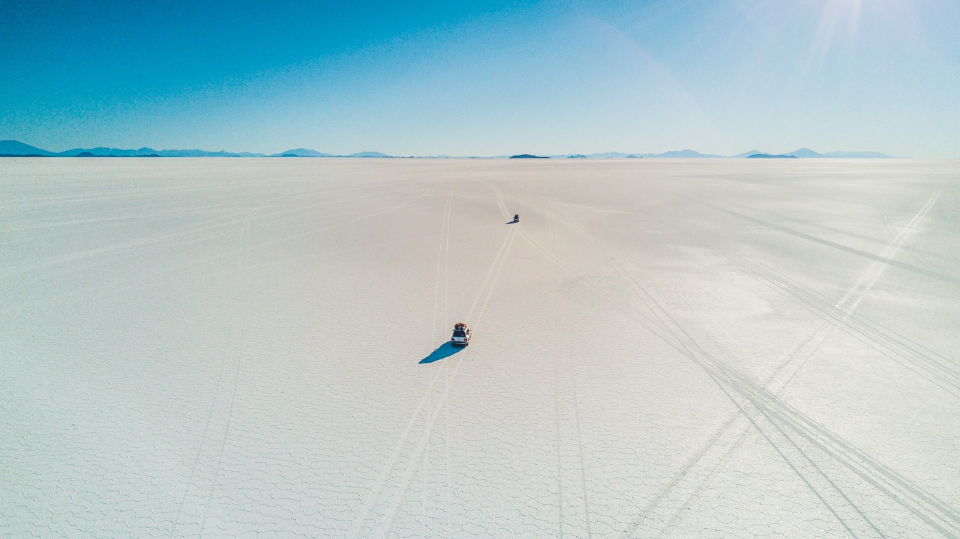 Driving across the Salt Flat