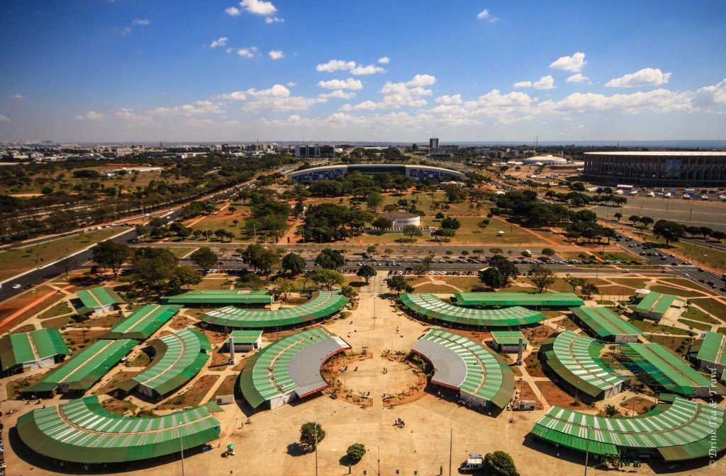 Perfectly symmetrical flea market at the bottom of TV Tower in Brasilia