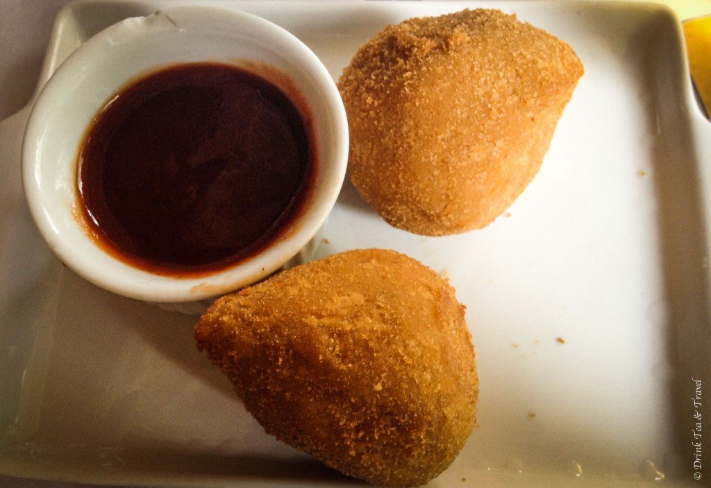 Brazilian dishes: Coxinha - shredded chicken fried in batter