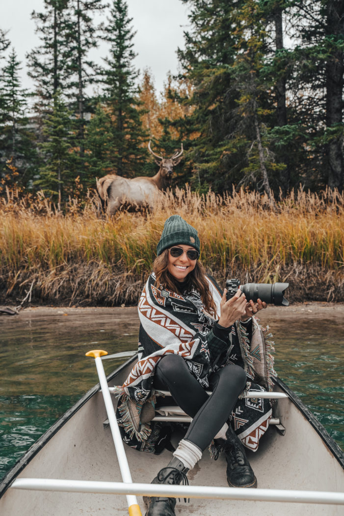 Canada Alberta Rockies Banff Bow river canoe Oksana 04143