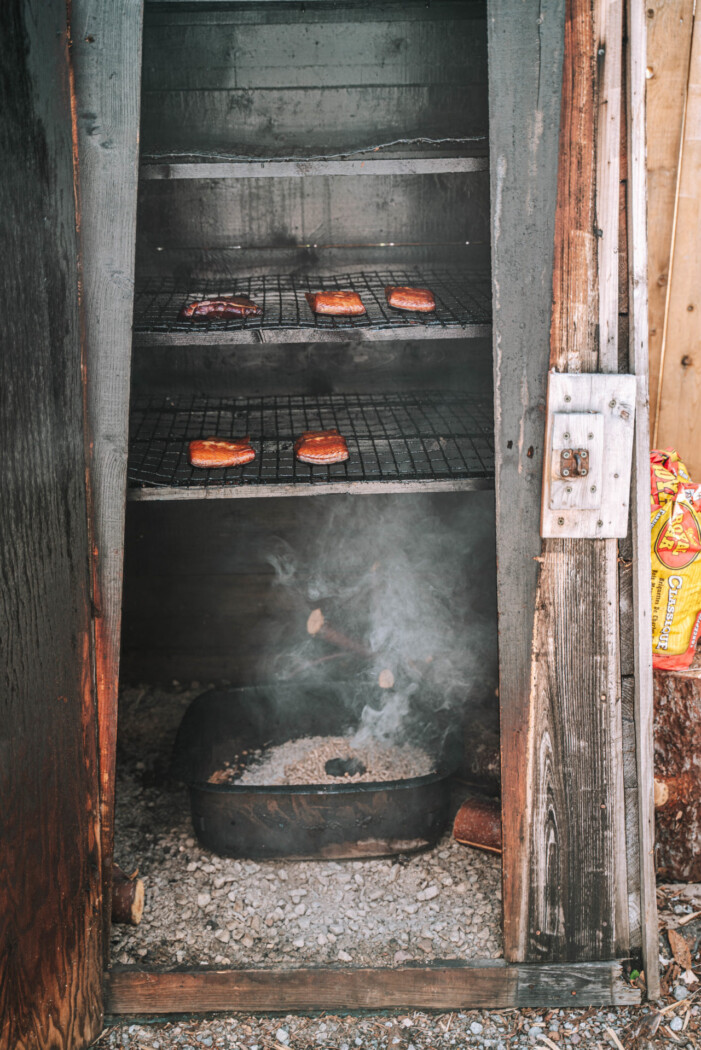 Salmon smoking lesson at Indian Falls Chalets