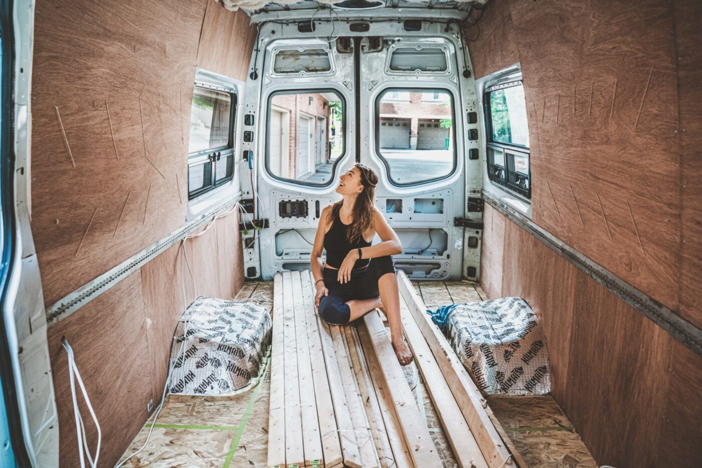 Canada Vanlife Sprinter van build windows walls Oksana 05841