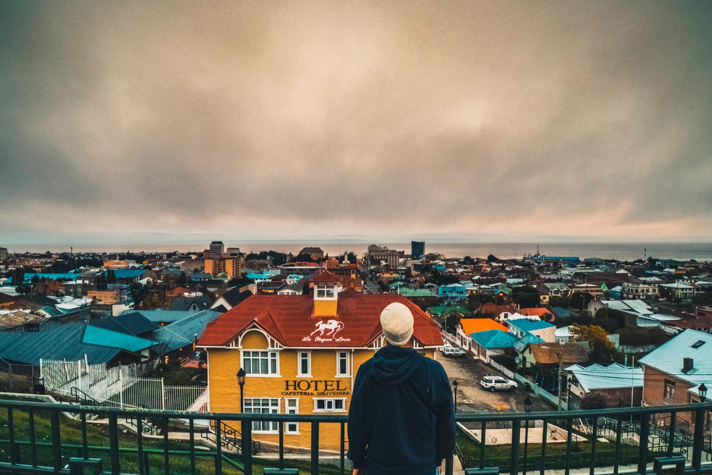 Overlooking the colourful rooftops of Punta Arenas, Patagonia, Chile
