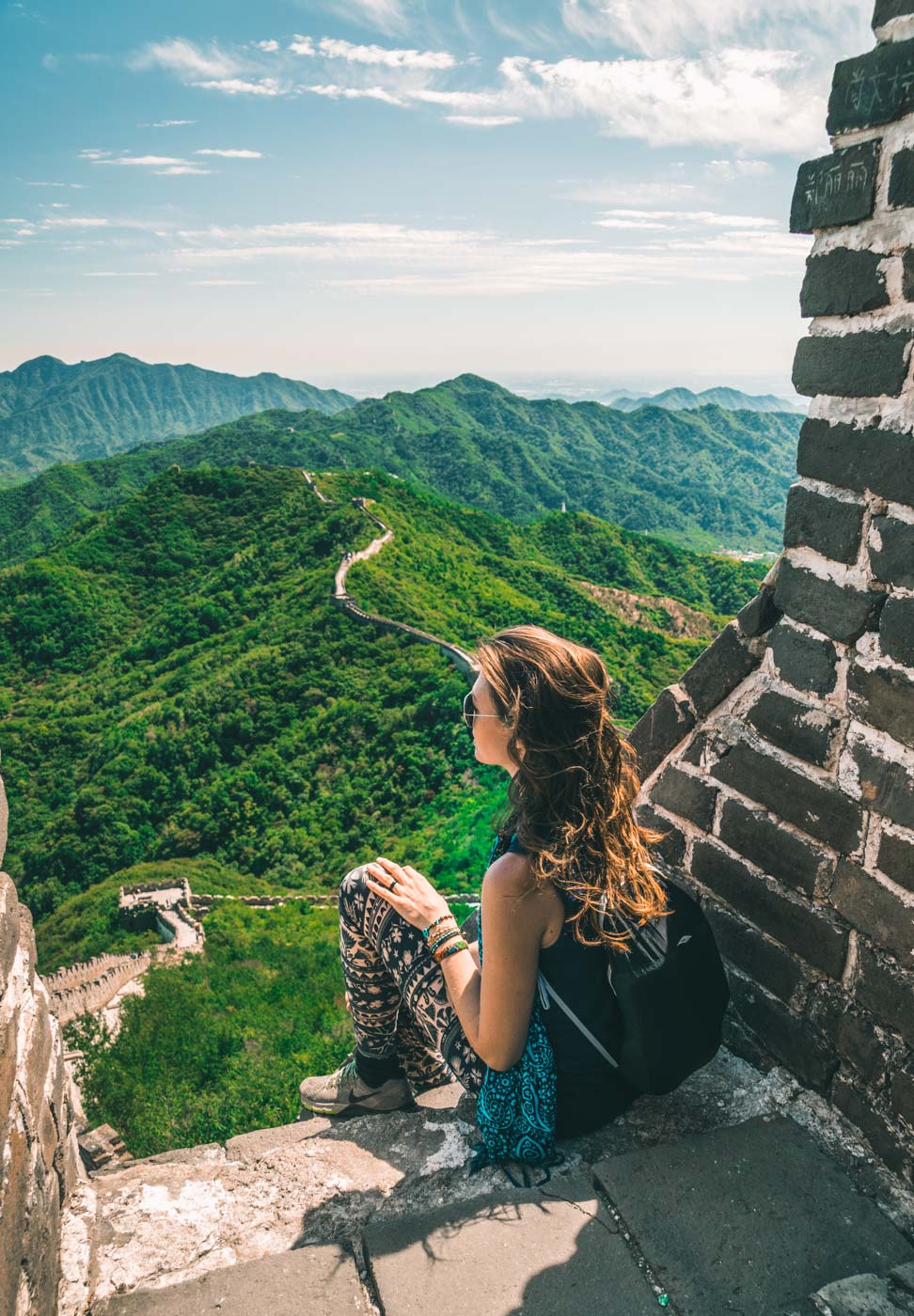 Oksana, with the amazing view from the Great Wall