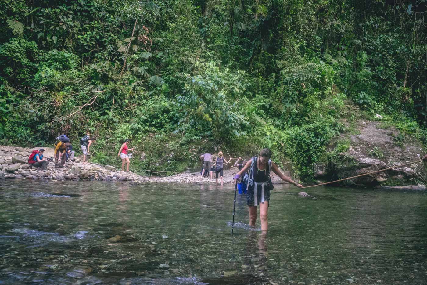 River crossing approaching Paraiso Teyuna Camp, Lost City trek