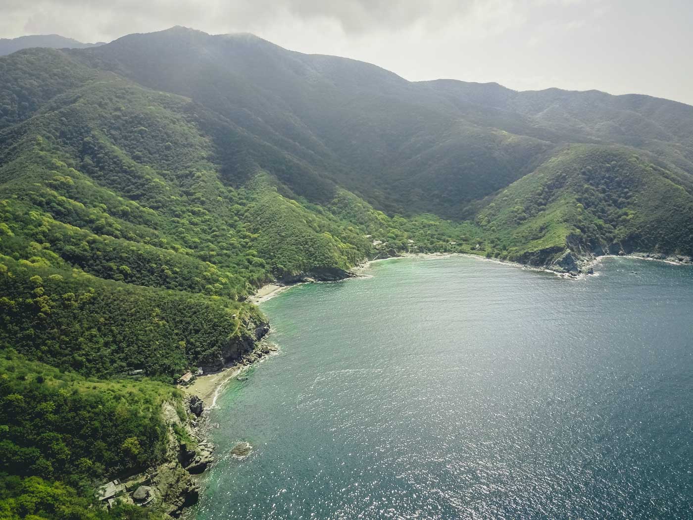 Jungle covered mountain ranges at Tayrona National Park, Parque Tayrona