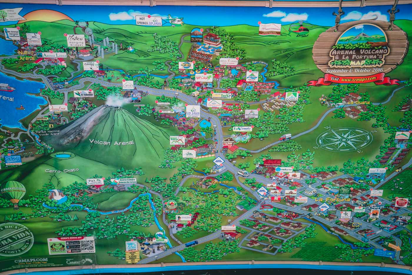 Where to stay in Arenal: Map of La Fortuna and the surrounding area