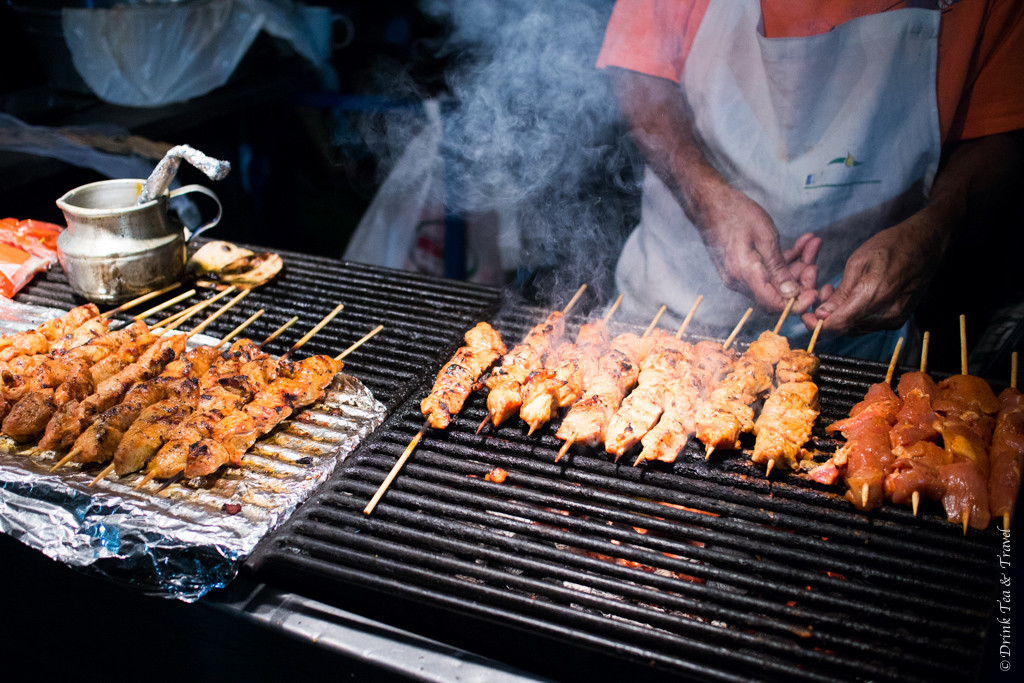 Popular Costa Rican food: Pollo and Carne Asada on the grill in Tamarindo, Costa Rica
