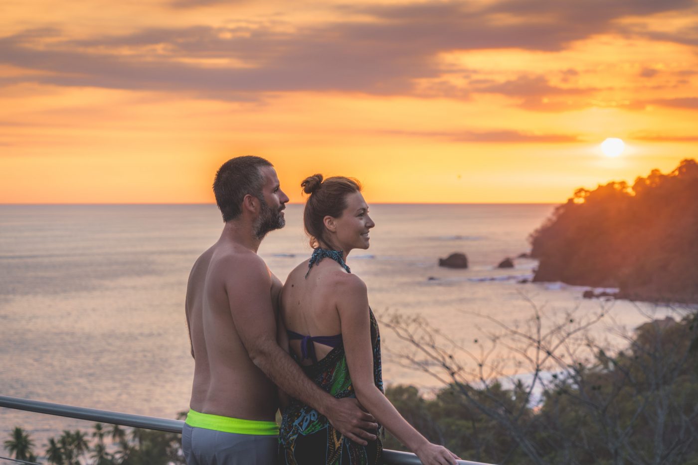 Costa Rica packing list: Enjoying the sunset from the Costa Verde Hotel helipad, near the adult pool