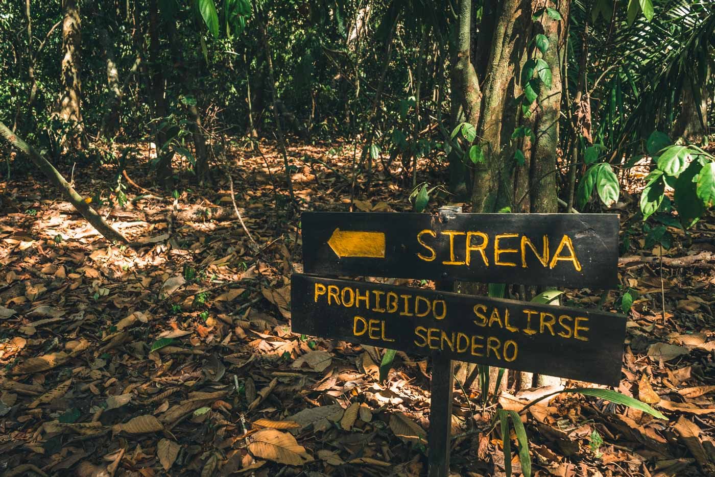 Visit Corcovado National Park: Trail sign to Sirena Ranger Station