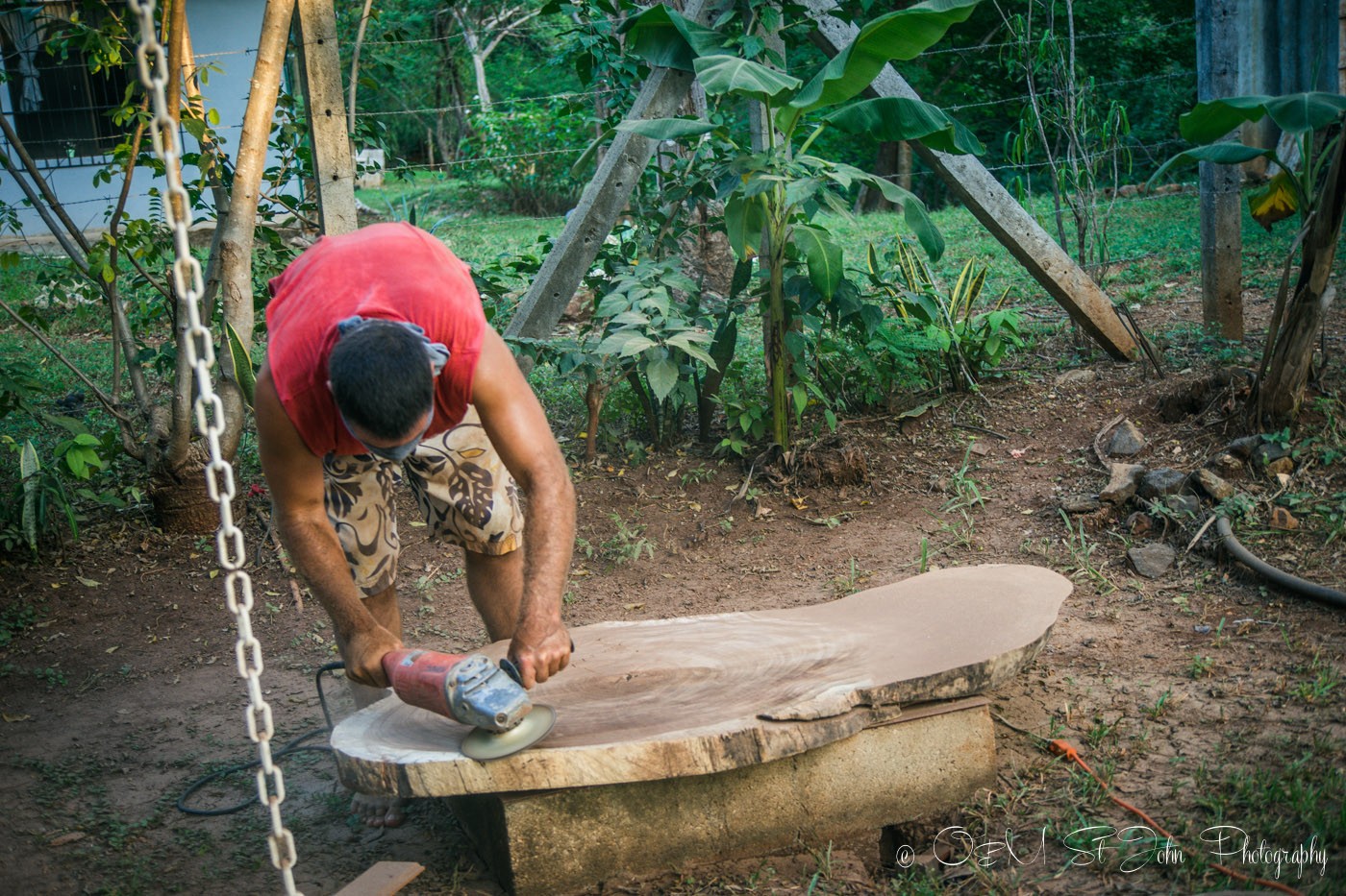 Max building a table for our wedding reception. Costa Rica