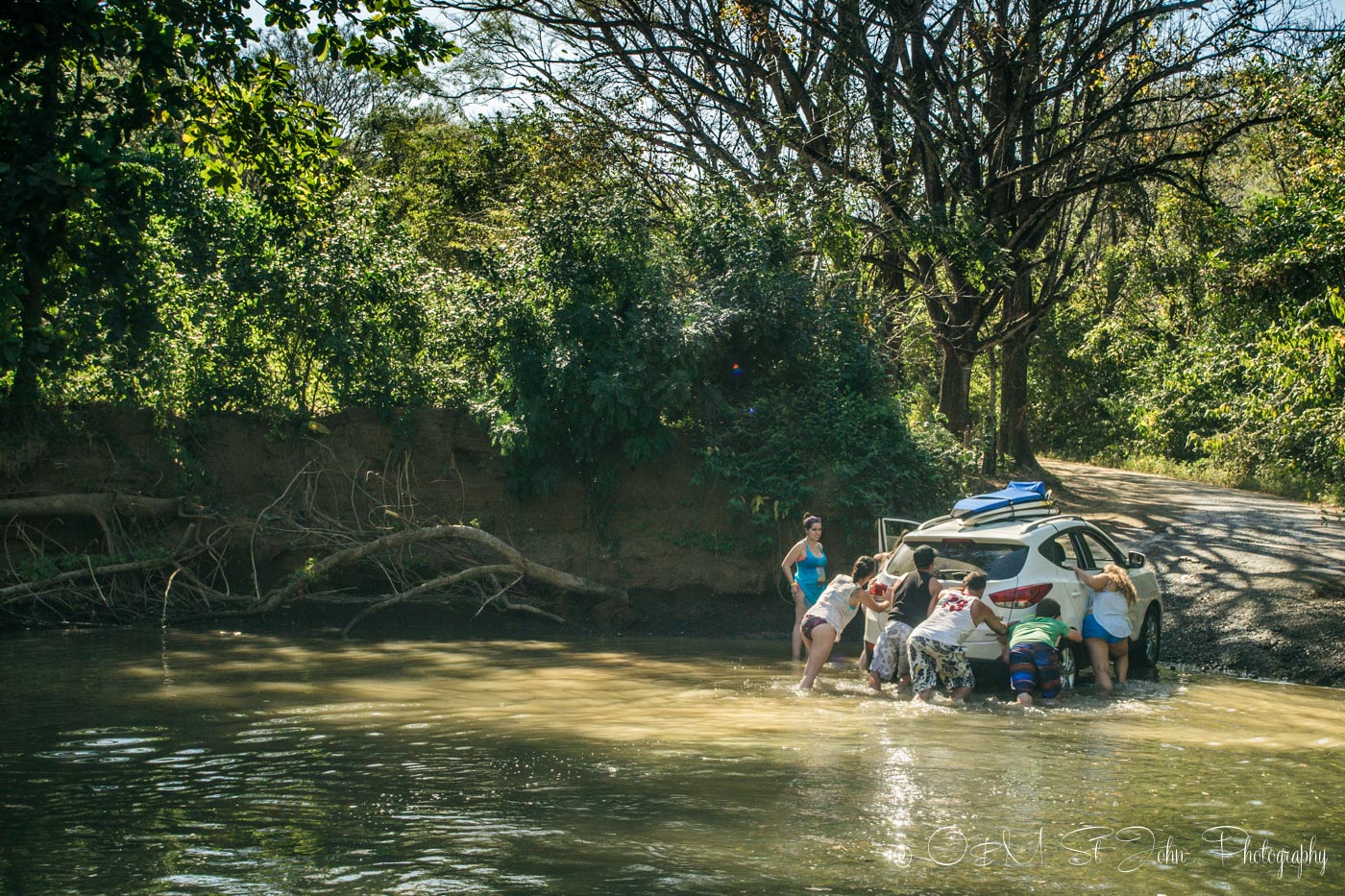 Corcovado National Park: Car stuck in a river in Costa Rica