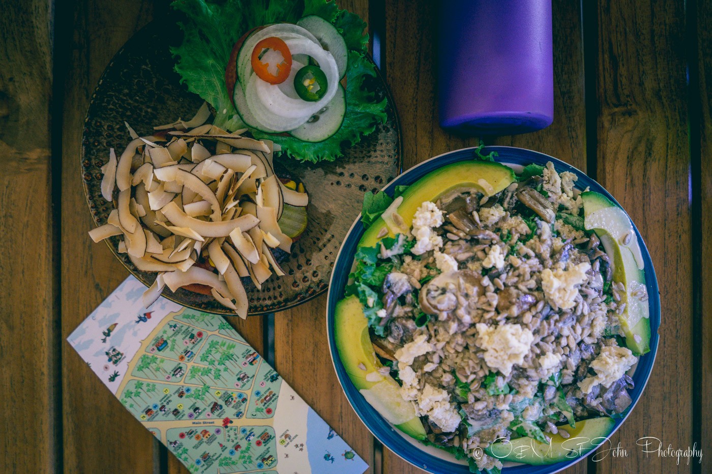 Vegetarian burger and yogi superfoods bowl at Love Burger