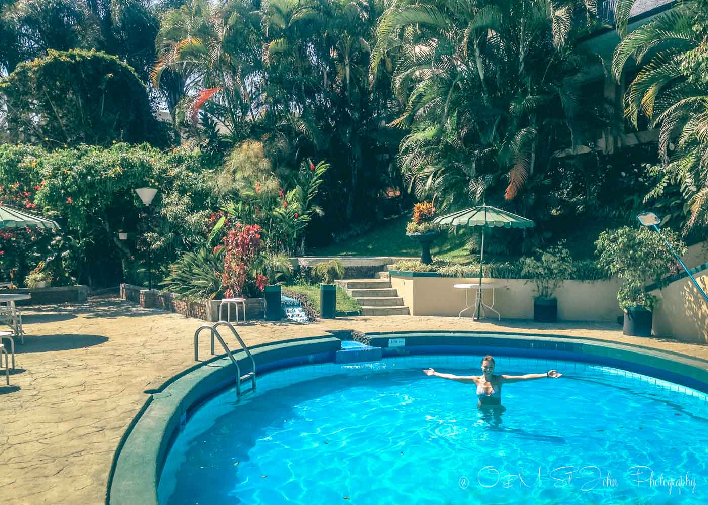 Oksana in the pool in San Jose, Costa Rica