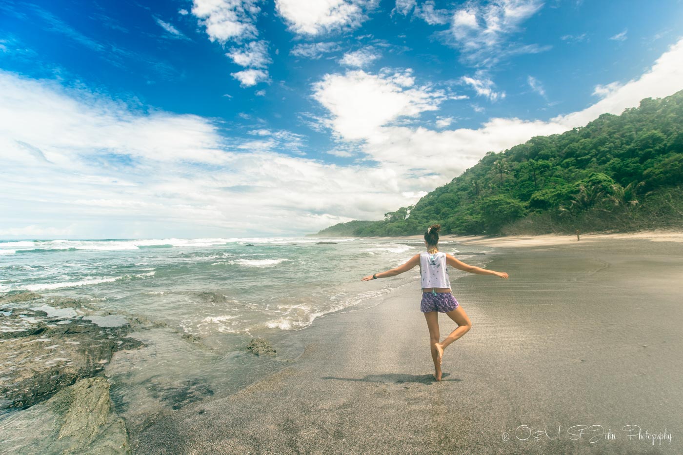 Oksana on the beach at Santa Teresa, Costa Rica