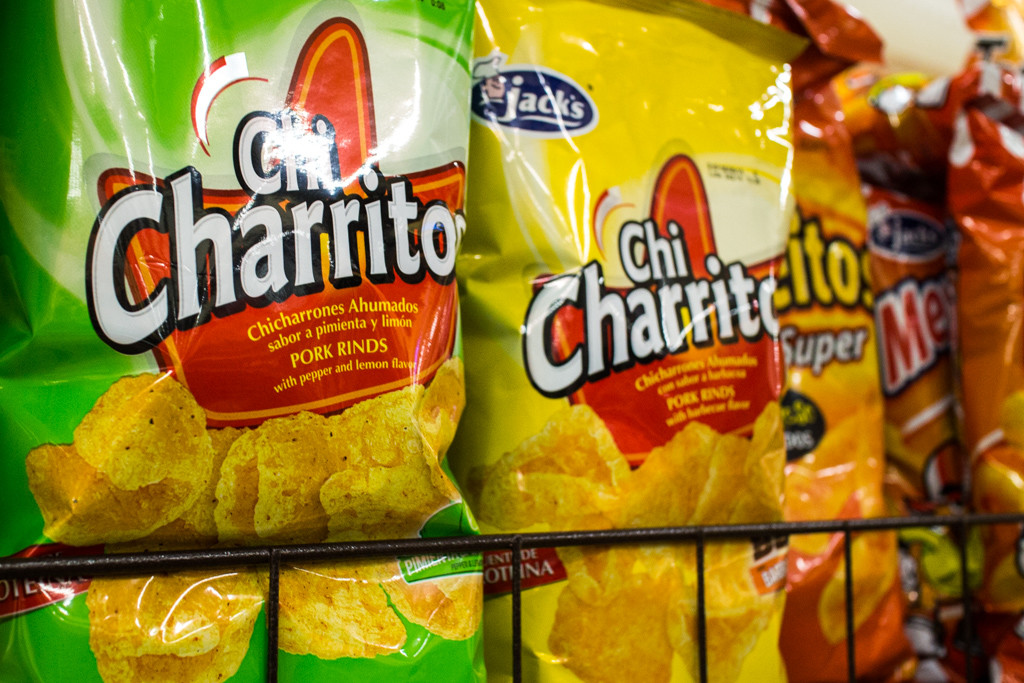 Costa Rican Supermarket Finds: Chicharritos, smocked pork rinds, are one of the locals' favourite snacks. They come in a variety of flavours similar to North American chips.