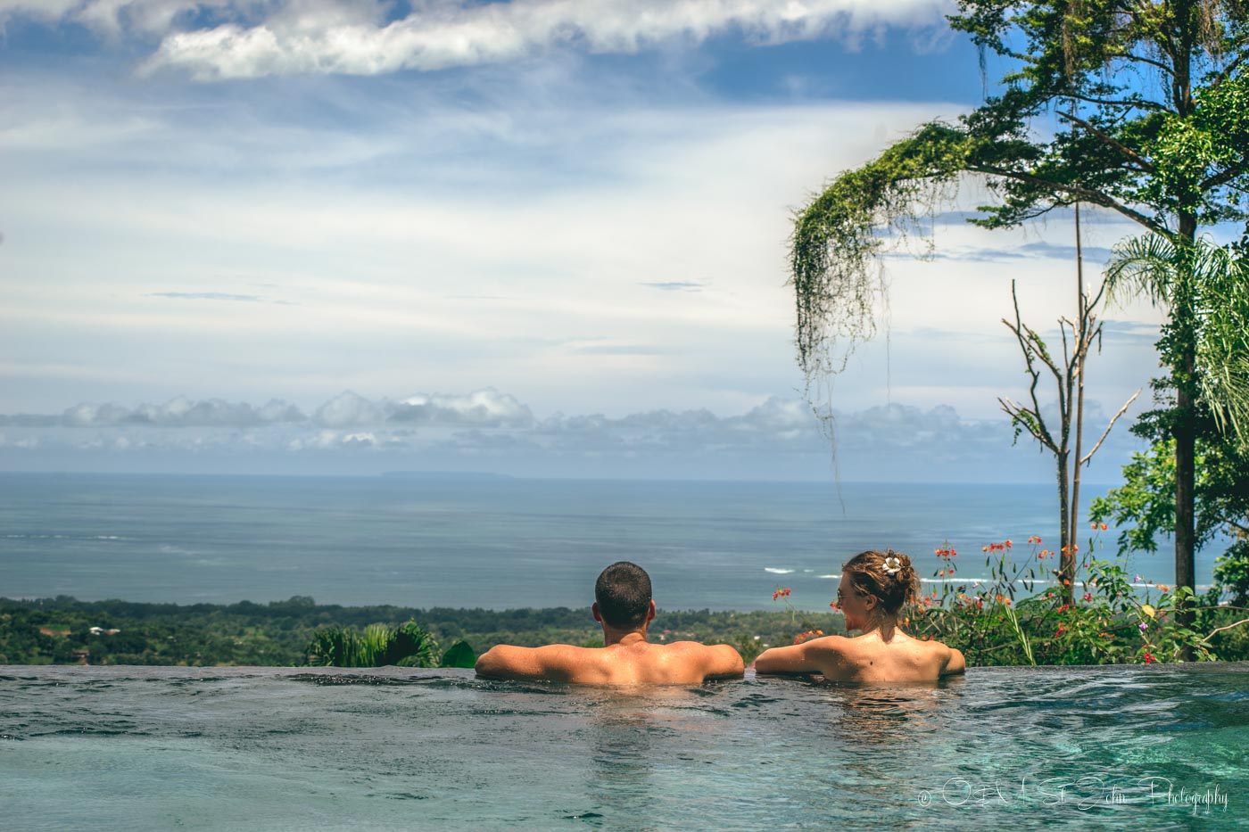 Max Oksana in Infinity Pool at Oxygen Jungle Villas in Uvita, Costa Rica