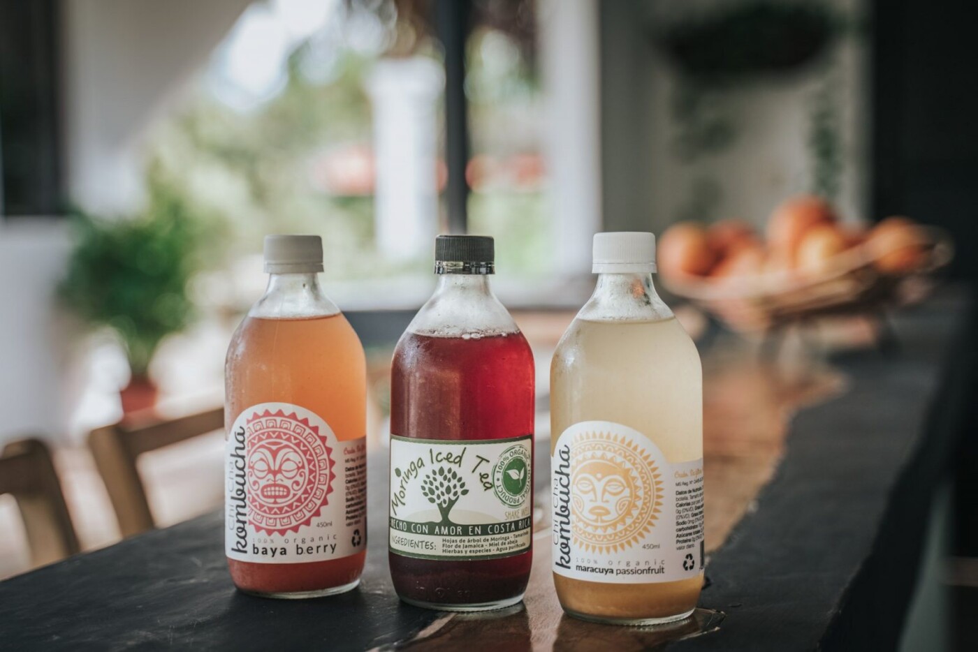 Local Kombucha flavours brewed by the local Tamarindo Kitchen Cooperative