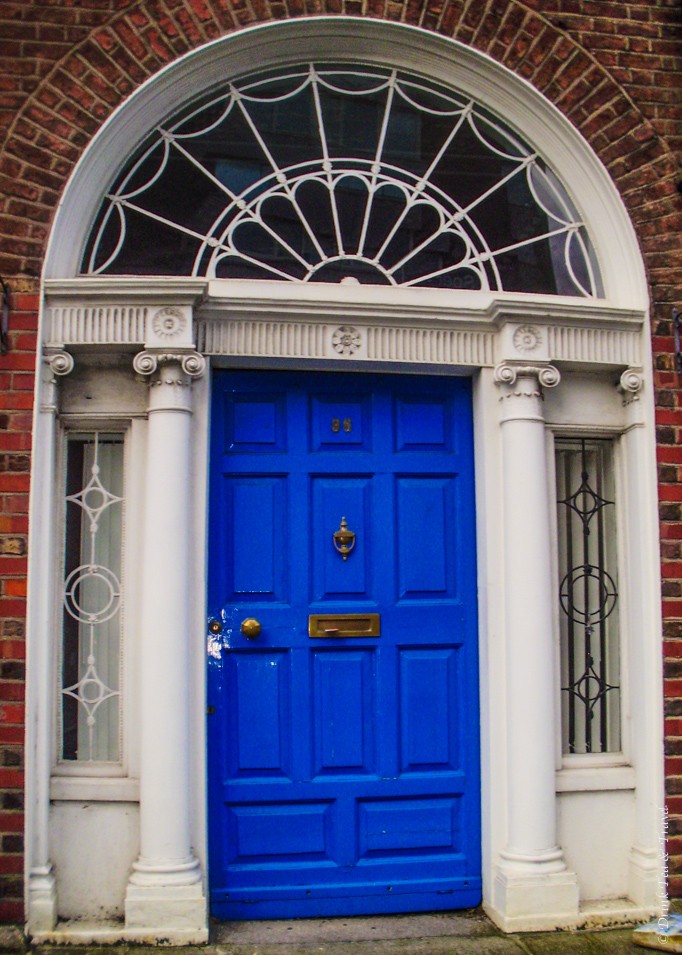 Blue Georgian style door in Dublin