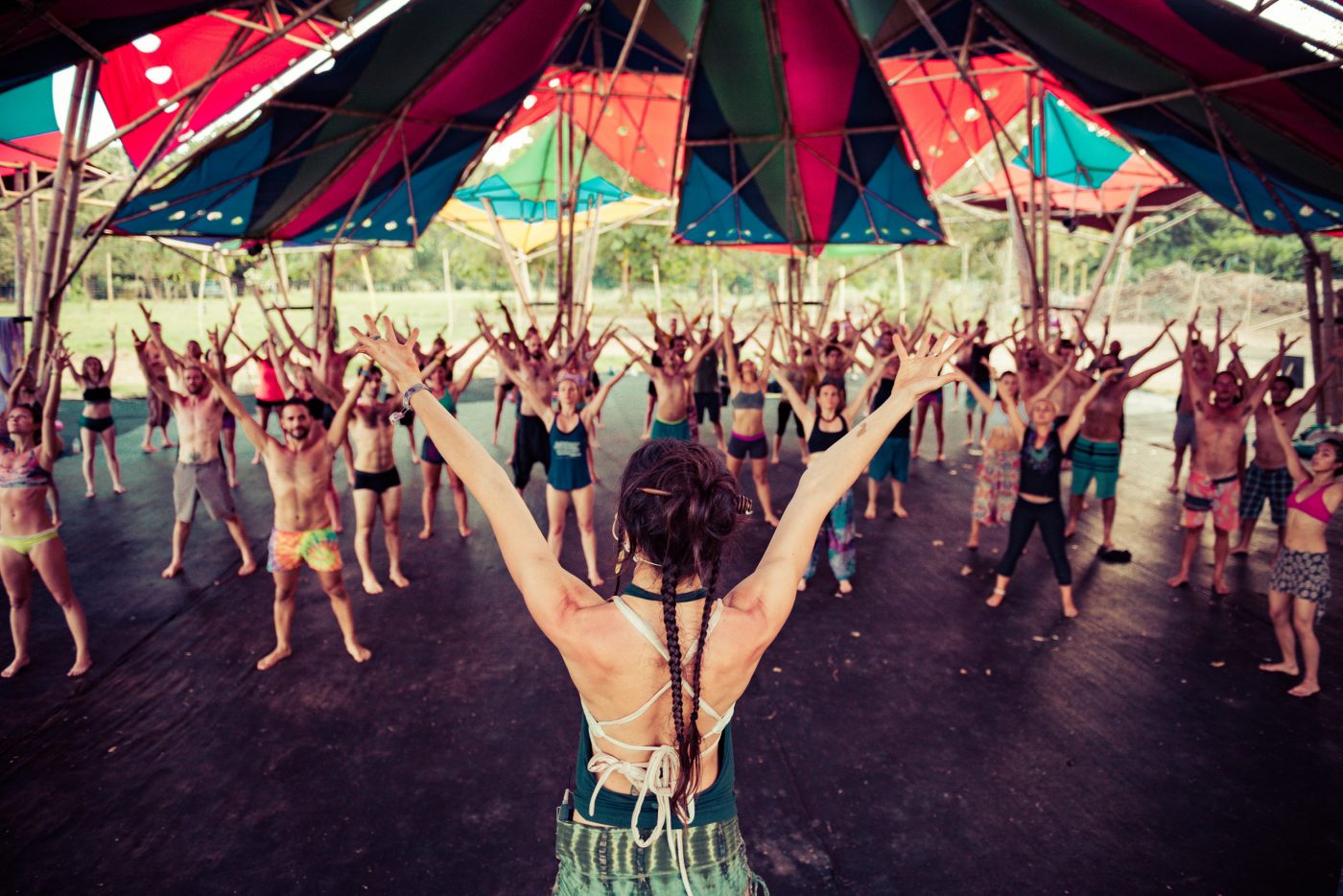 Yoga Retreats in Costa Rica: People doing yoga at Envision Festival