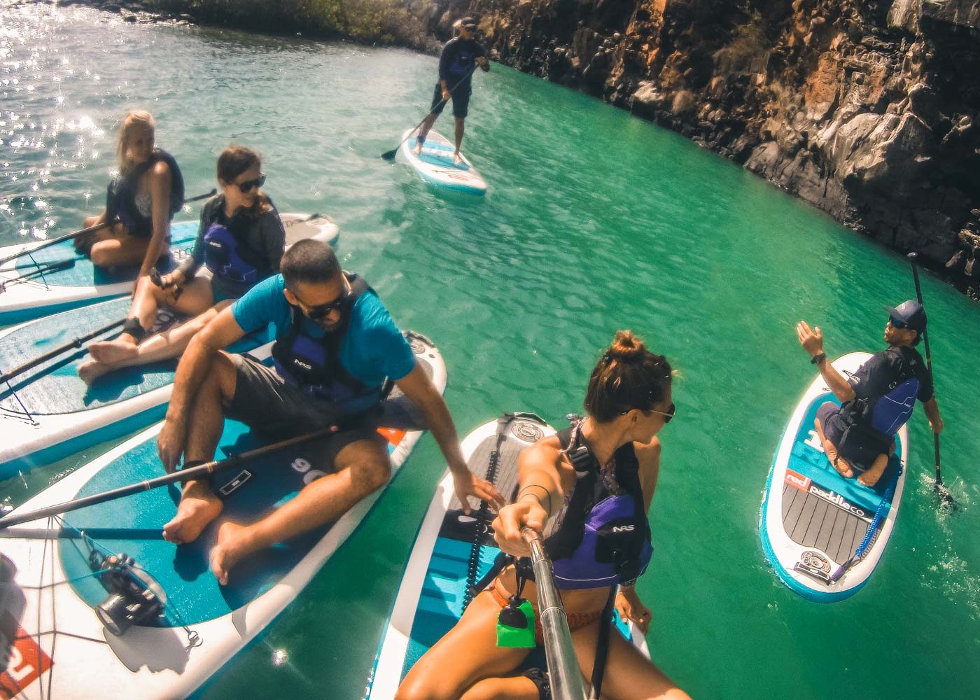 SUP adventures on Santa Cruz island with our Galakiwi group